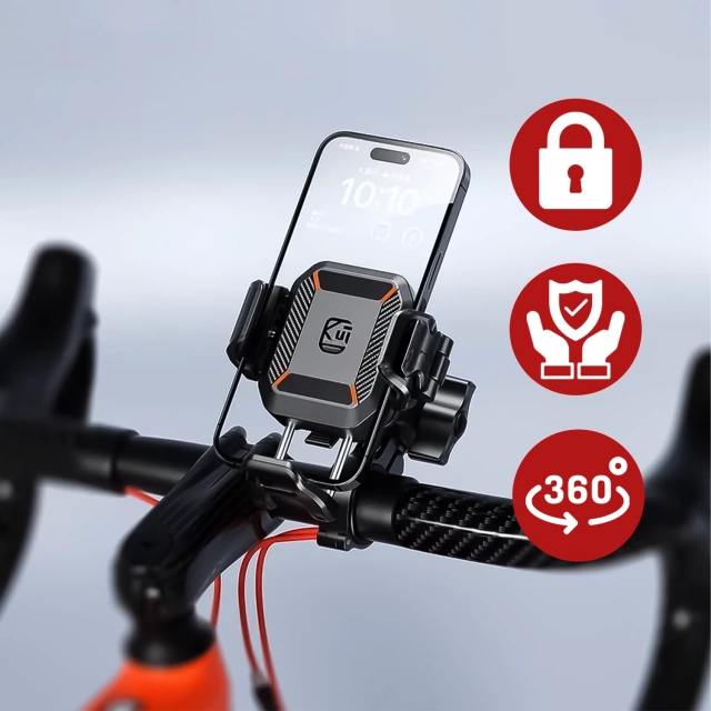 Uchwyt Motocyklowy Rowerowy na kierownicę KEWIG M33-C1 na telefon z systemem przeciwwstrząsowym na motor quada skuter Czarny