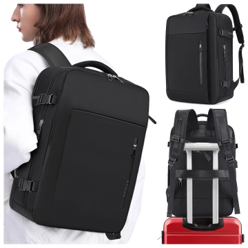 Bange wasserdichter Rucksack für 15,6-Zoll-Laptop, Stadtreisender, 45 x 30 x 16 cm, für Arbeit, Flugzeug, Herren, Damen, mit USB-Anschluss Schwarz