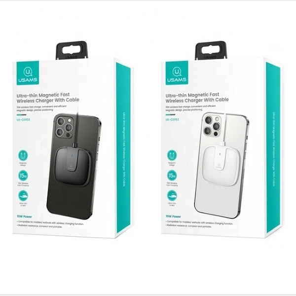 USAMS Ładowarka indukcyjna US-CD153 magnetic 15W iPhone 12 series biały/white CD153DZ02