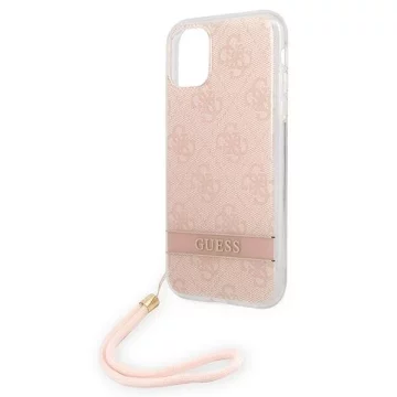 Guess GUOHCN61H4STP iPhone 11 rosa / rosa Hardcase 4G Print Strap