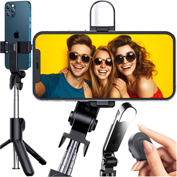 Alogy Holder Wireless Selfie Stick Bluetooth faltbares Stativ Mini-Telefonstativ mit LED-Lampe