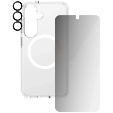 Samsung Galaxy S25 CARE von PanzerGlass Flagship 3-in-1-Case Sichtschutzglas-Linsenschutz-Kit