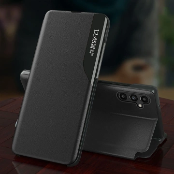 Eco Leather View Case für Samsung Galaxy S23 Plus mit Klappständer schwarz