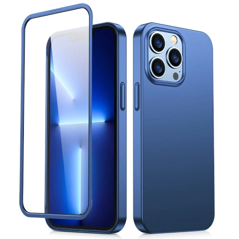 Joyroom 360 Full Case Cover für iPhone 13 Pro Back & Front Cover Tempered Glass Blue (JR-BP935 blue)