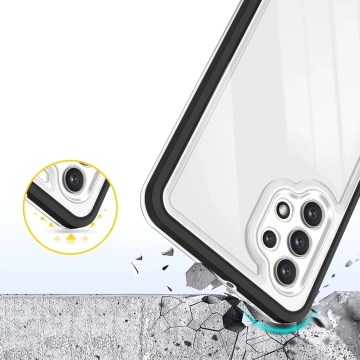 Klare 3in1 Hülle für Samsung Galaxy A72 4G Frame Gel Cover Schwarz