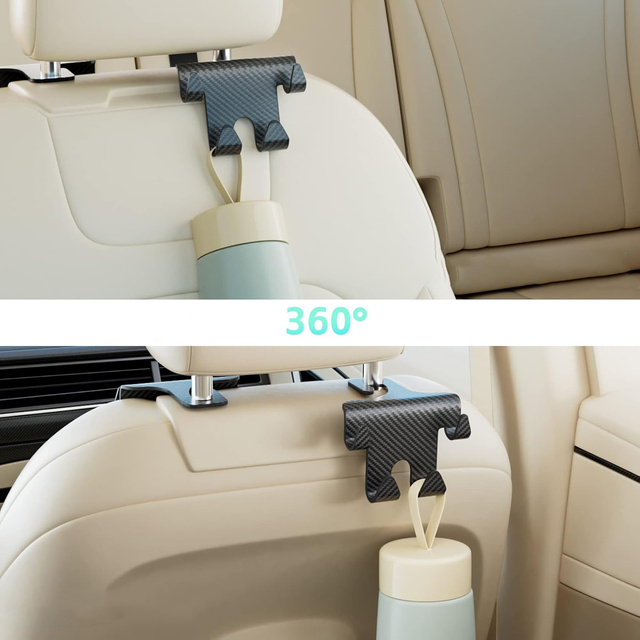 Wieszak uchwyt haczyk samochodowy podwójny 4w1 na fotel zagłówek organizer do samochodu Alogy Car 2szt Czarny