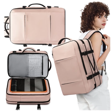 Bange Wasserdichter Rucksack für Laptops bis 15,6 Zoll, 47 x 31 x 15–25 cm, ideal für Stadt und Reisen, Arbeit und Flugreisen, mit USB-Anschluss, Pink, für Damen und Herren