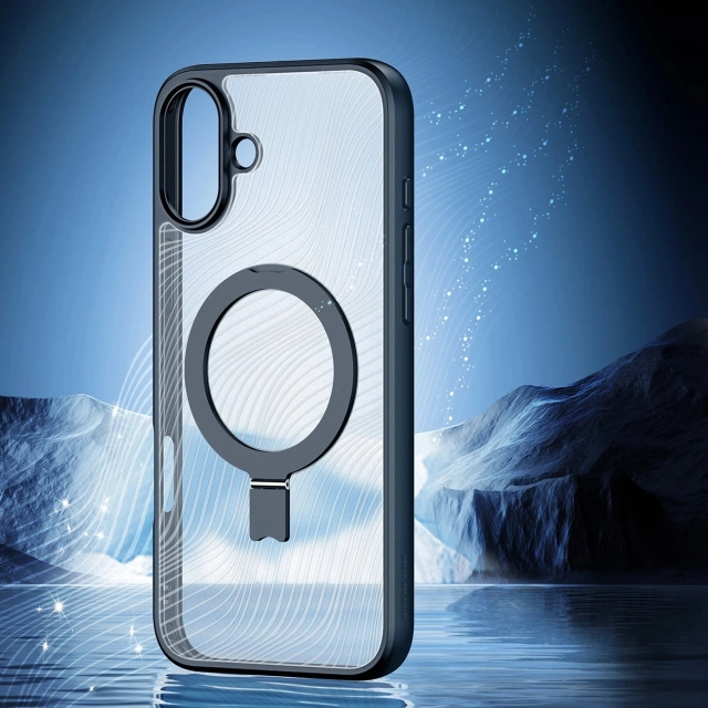 Etui do iPhone 16 Dux Ducis Aimo Mag z MagSafe i Podstawką - Czarny