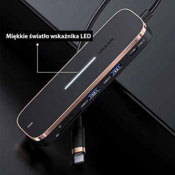 USAMS Adapter HUB 3xUSB USB-C HDMI Czarny/Schwarz SJ578HUB01 (US-SJ578)