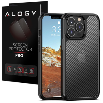 Etui ochronne na telefon Alogy Techsuit CarbonFuse obudowa do Apple iPhone 14 Pro Max Black + Szkło