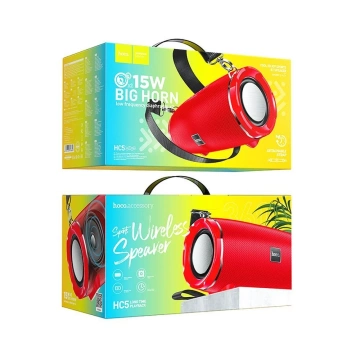 Głośnik Bluetooth Hoco HC5 2×15W Czerwony FM USB AUX TF