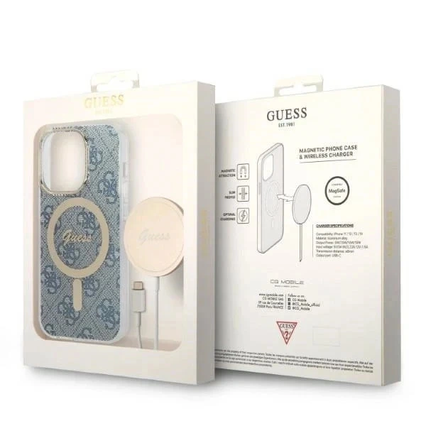 Zestaw Guess GUBPP14XHMEACSK Case+ Charger iPhone 14 Pro Max 6,7" czarny/black hard case MagSafe Marble