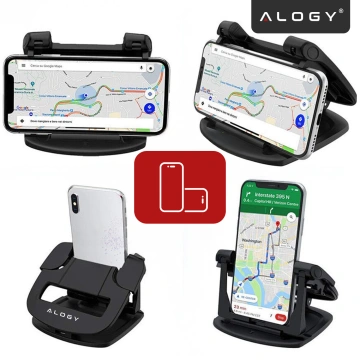Auto-GPS-Telefonhalter, Cockpit, Auto, Armaturenbrett, Autos, drehbar um 360 Grad, für 6,5-Zoll-Alogy-Telefon, Schwarz