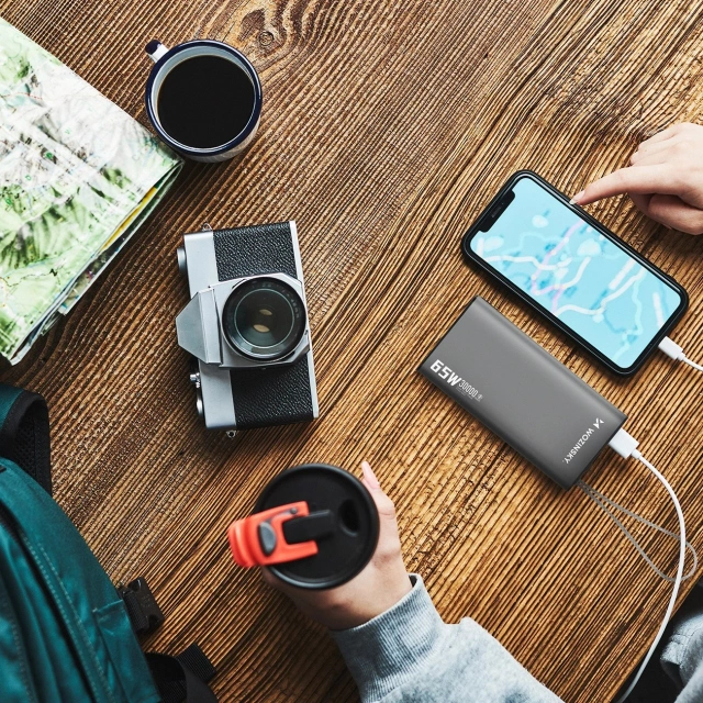 Powerbank Wozinsky K65+ 30000mAh 65W USB-C/USB-A Szary