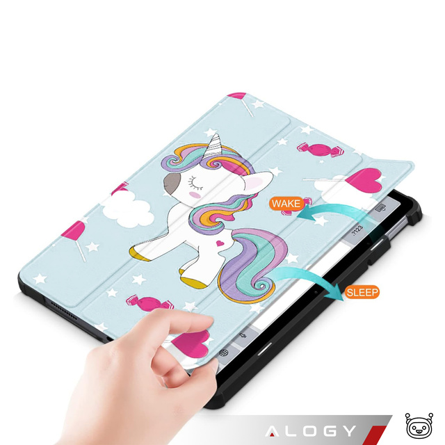 Etui do Samsung Galaxy Tab A11 (X130/X135) / A9 2023 8.7" (X110/X115) obudowa na tablet Case Alogy Book Cover Unicorn Jednorożec niebieskie
