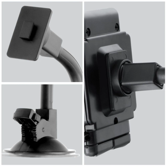 Uchwyt Samochodowy Forcell Regular 2w1 Kratka/Szyba Ramię 27 cm Czarny