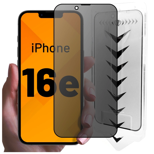Szkło hartowane Prywatyzujące do Apple iPhone 16e ochronne szkiełko na ekran 9H Alogy Privacy EasyShield™️ z ramką montażową