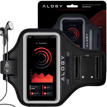Alogy WaterProof Sport ArmBand Lauftasche, wasserdichtes Armband für Telefon 6,7 Zoll, Schwarz
