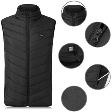 Beheizte Weste Damen Herren ärmellose Jacke USB gesteppt beheizt elektrisch Winter Unisex Größe XL Schwarz