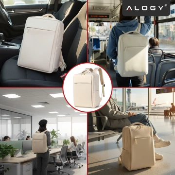 Alogy UrbanPack Pro™ Business-Rucksack für 15-16"-Laptops – Wasserdicht, stoßfest, mit Flaschenfach und Gepäckgurt – Beige