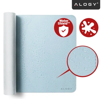 Schreibtischunterlage 100 × 50 cm – rutschfeste Schutzmatte aus elegantem PU-Kunstleder, für Maus und Tastatur, stilvoll und langlebig – Alogy WorkMat™ Blau