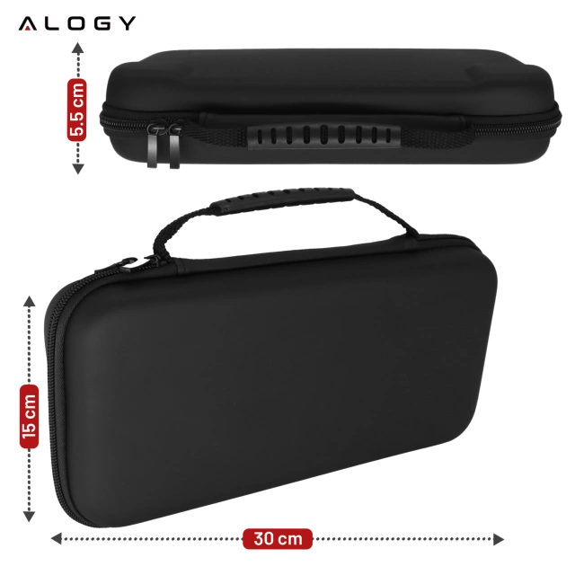 Pokrowiec Etui do Nintendo Switch 2 2025 Torba Ochronna Twarda EVA, Wodoodporna, Lekka, z Uchwytami i przegrodami akcesoria Alogy HardFoamBag™ – Czarna + 2X SZKŁO HARTOWANE