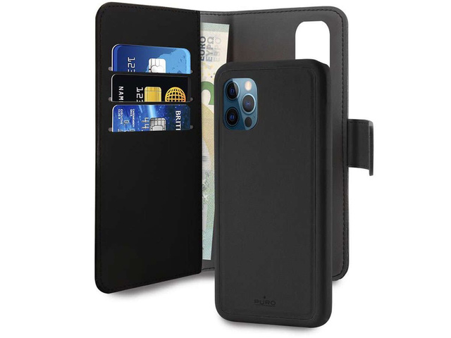 Etui obudowa PURO Wallet Detachable do Apple iPhone 12/ 12 Pro Czarne