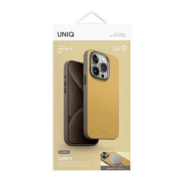Etui do iPhone 15 Pro UNIQ Lyden DS MagSafe Żółto-szare