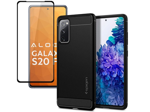 Etui Spigen Rugged Armor do Samsung Galaxy S20 FE Matte Black + Szkło Alogy Full