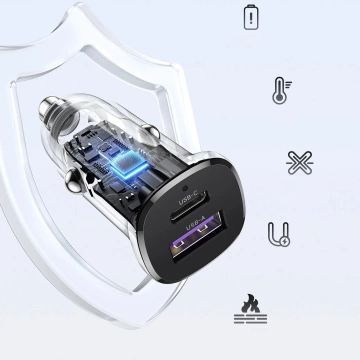 Ugreen EC305 25845 USB-C USB-A 30W Autoladegerät – Schwarz