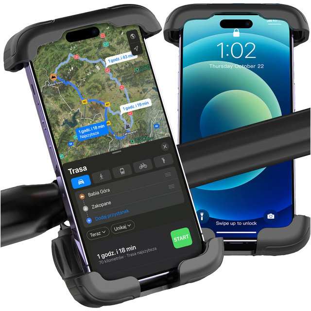 Uchwyt rowerowy do telefonu 4.7–6.8" – regulowany, obrót 360°, stabilne mocowanie na kierownicę roweru i motocykla – Alogy Sport Pro-Fit™ Czarny