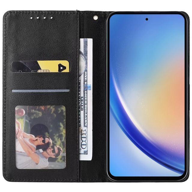 Etui ochronne z klapką skórzany portfel Alogy Wallet Case obudowa na telefon do Samsung Galaxy A54 5G Czarne + Szkło