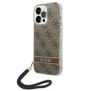 Etui Guess GUOHCP14XH4STW iPhone 14 Pro Max 6,7" brązowy/brown hardcase 4G Print Strap