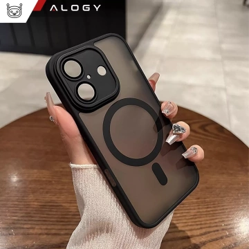 Hülle für Apple iPhone 16 Plus Alogy MagSafe Hybrid Matte Case Matte Cover mit Linsenschutz Schwarz