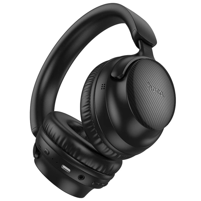 Hoco W53 Bluetooth 5.0 – czarne słuchawki nauszne, 30 h odtwarzania, AUX/USB-C
