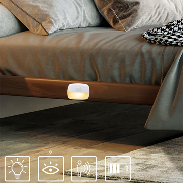 2x Nachtlampe Kabellose LED-Lampe mit Bewegungssensor, AAA-Batterie, geklebte Möbelbeleuchtung 3000K weiß