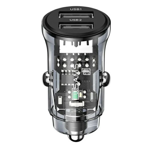 USAMS Ładowarka samochodowa C31 3A 2xUSB-A Fast Charge czarny/black CC162CC01(US-CC162)