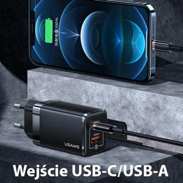 USAMS Ład. siec. T41 USB-C USB GaN 47 W PD QC (nur Kopf) Schnellladung czarny/schwarz CC137TC01 (US-CC137)