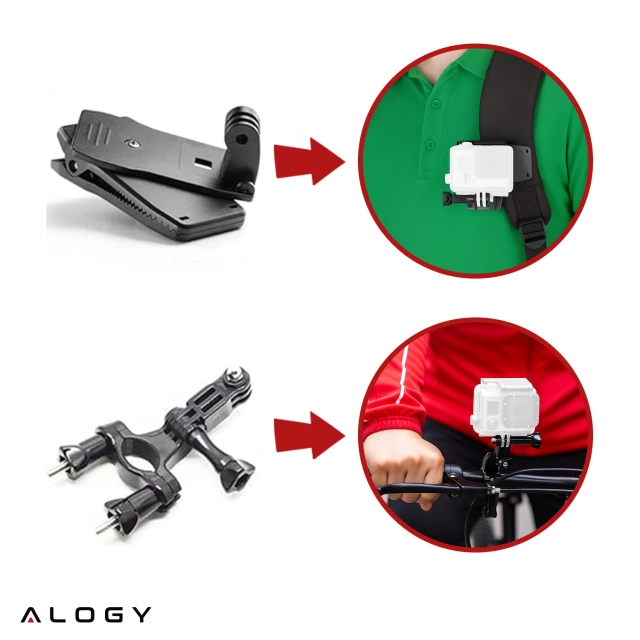 Zestaw Akcesoriów do GoPro Hero 13 12 11 10 9 8 7 6 kamerki sportowej zestaw mocowań Alogy ActionKit™ XXL 58w1 z Etui pokrowcem Walizką