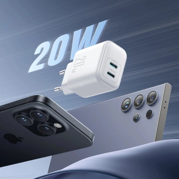 Joyroom Netzwerkladegerät 2x USB-C 20W PD / QC 3.0 - Weiß