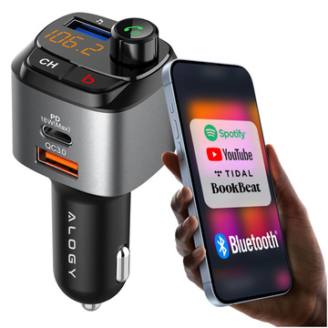 Alogy Car FM Transmitter USB QC 3.0 Ladegerät USB-C PD Bluetooth MP3-Player