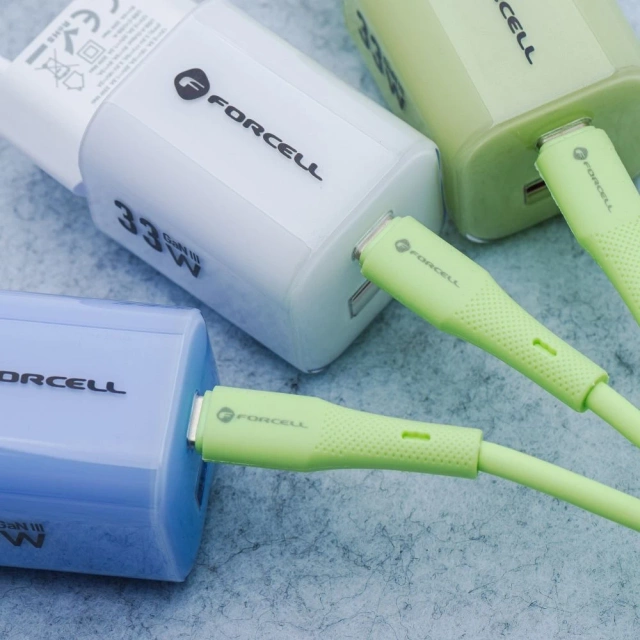 Kabel USB-C – USB-C 100W Forcell F-Energy Silicone 1 m C347 zielony