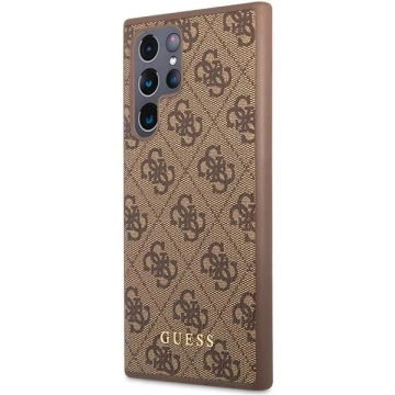 Etui Guess GUHCS23LG4GFBR do Samsung Galaxy S23 Ultra S918 brązowy/brown hard case 4G Metal Gold Logo