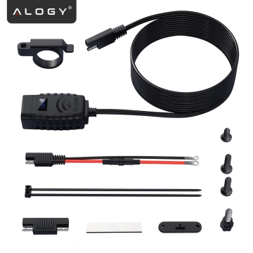 Alogy MotoCharge Pro™ Motorradladegerät mit Display, 36 W PD QC 3.0 Schnellladung, USB-A- und USB-C-Anschlüsse, wasserdicht und robust, Schwarz