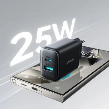 Joyroom Netzwerkladegerät USB-C / USB-A 25W SFC / PPS / PD - Schwarz