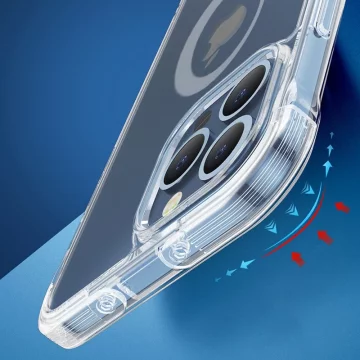 Joyroom Magnetic Defender magnetyczne etui do iPhone 13 pancerny pokrowiec z haczykami podstawką przezroczysty (kompatybilne z MagSafe)
