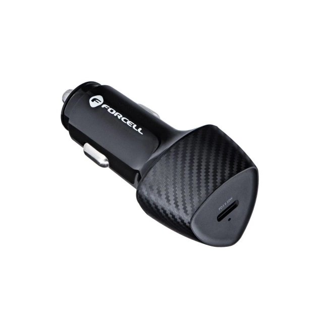 Ładowarka samochodowa FORCELL F-ENERGY Carbon CC50-1CTyp C PD 3A 20W czarna