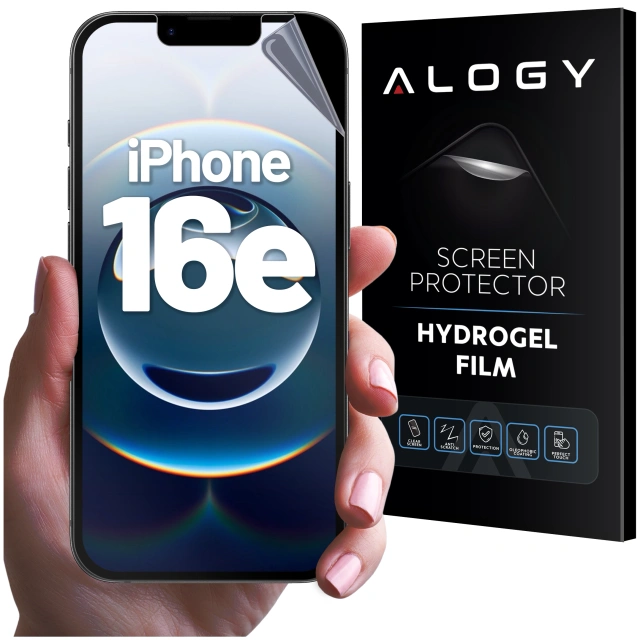 Folia hydrożelowa do Apple iPhone 16e – elastyczna ochrona ekranu, samoregeneracja, pełne dopasowanie i wysoka przejrzystość – Alogy Hydrogel Film™