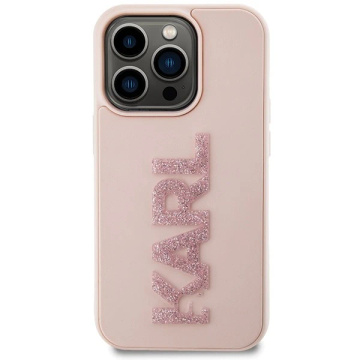 Karl Lagerfeld KLHCP15X3DMBKCP Hülle für iPhone 15 Pro Max 6,7 Zoll rosa/rosa Hartschale mit 3D-Gummi-Glitzer-Logo