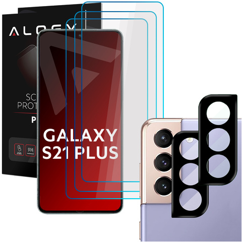 Alogy Glass Pack 3x Gehärtetes Glas für den Bildschirm 9h 2x Glas für das Objektiv für Samsung Galaxy S21 Plus
